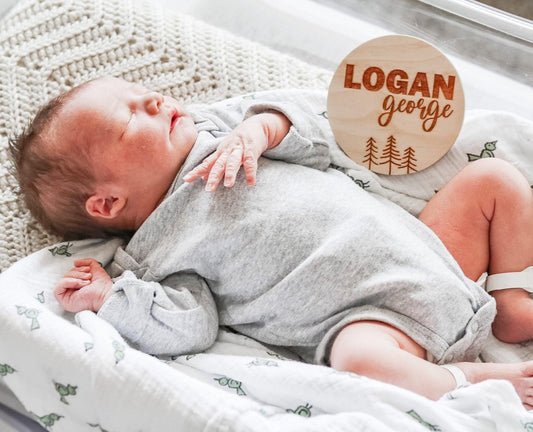 Personalized Baby Name Wood Announcement | Trees - Bug & Bean Decor