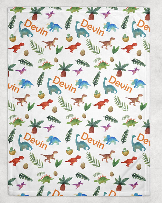 Dinosaur Print Personalized Minky Blanket - Bug & Bean Decor