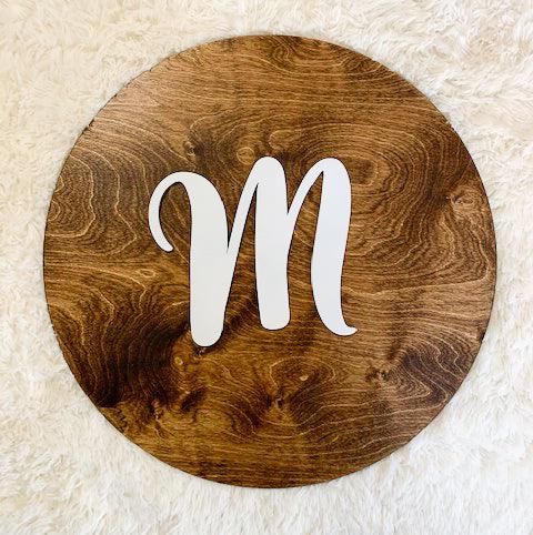 Single Letter Personalized Wooden Name Round (24") - Bug & Bean Decor