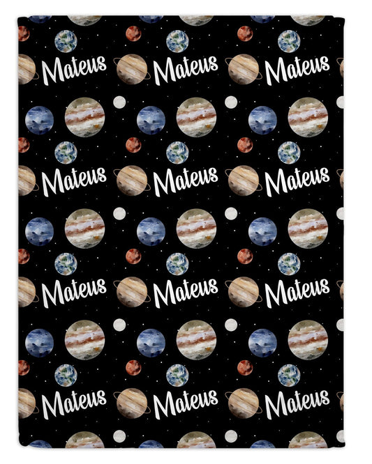 Outer Space/ Planets Personalized Minky Blanket - Bug & Bean Decor