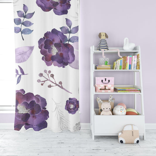 Purple Silver Floral Blackout Curtains - Bug & Bean Decor