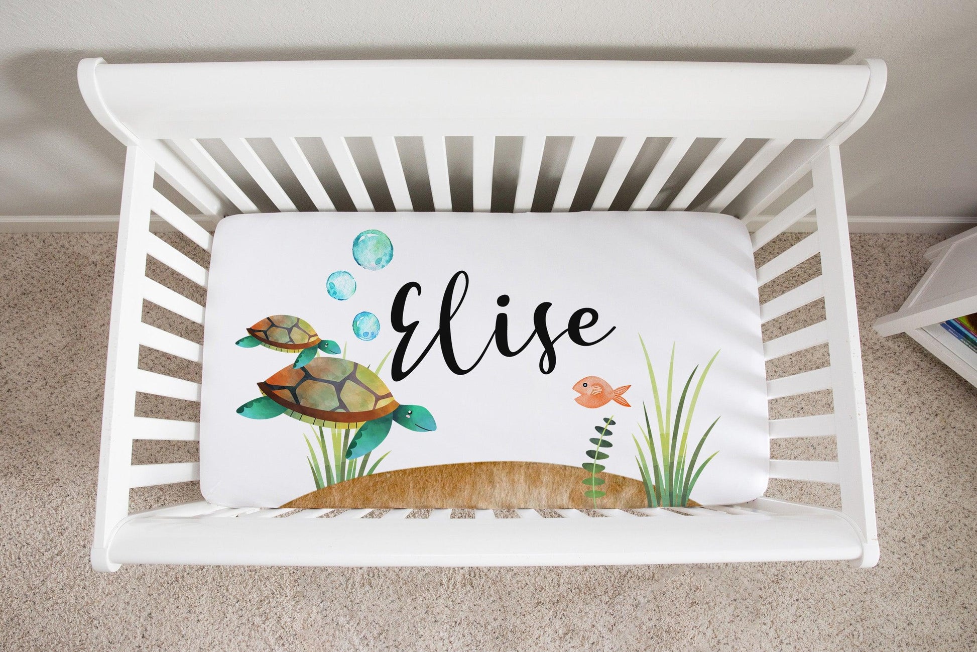 Sea Turtle Personalized Crib Sheet - Bug & Bean Decor