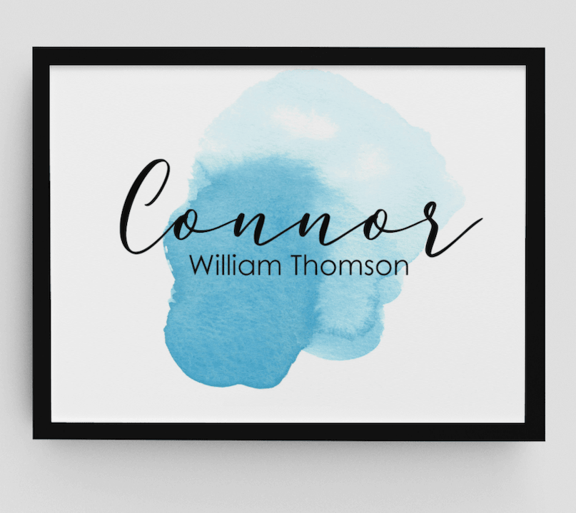 Framed Custom Double Name Watercolour Print - Bug & Bean Decor