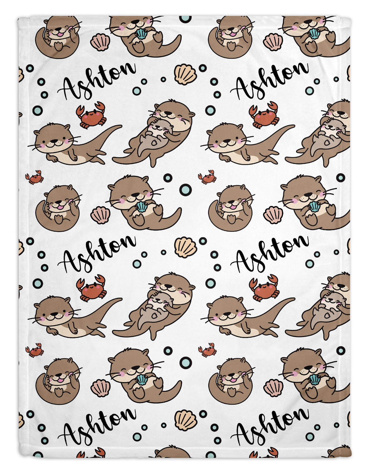 Sea Otters Personalized Minky Blanket (Plush Minky)