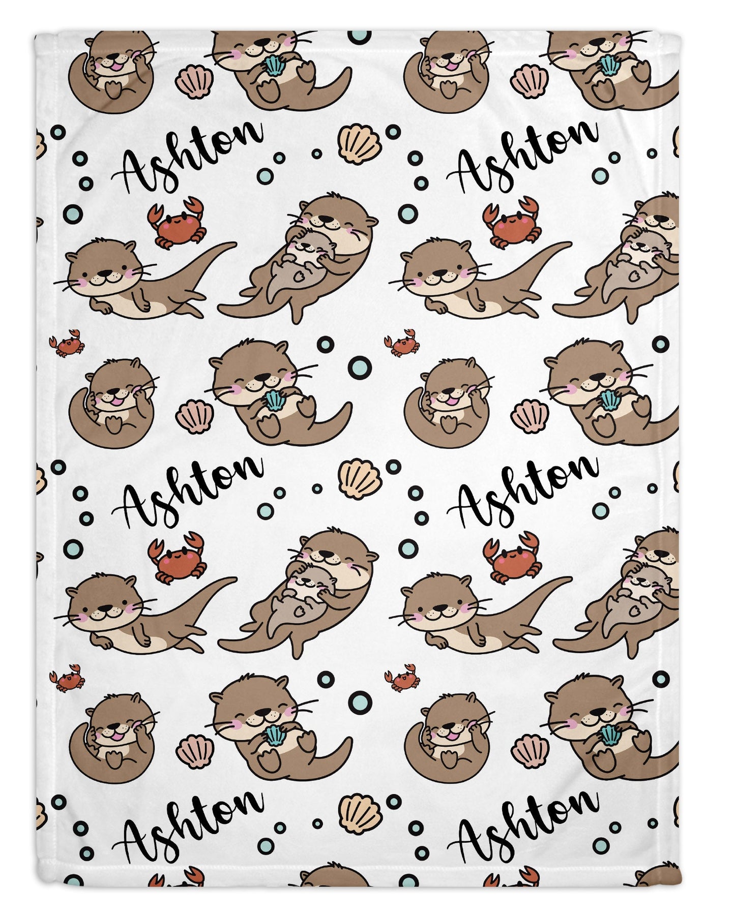 Sea Otters Personalized Minky Blanket (Luxe Minky)