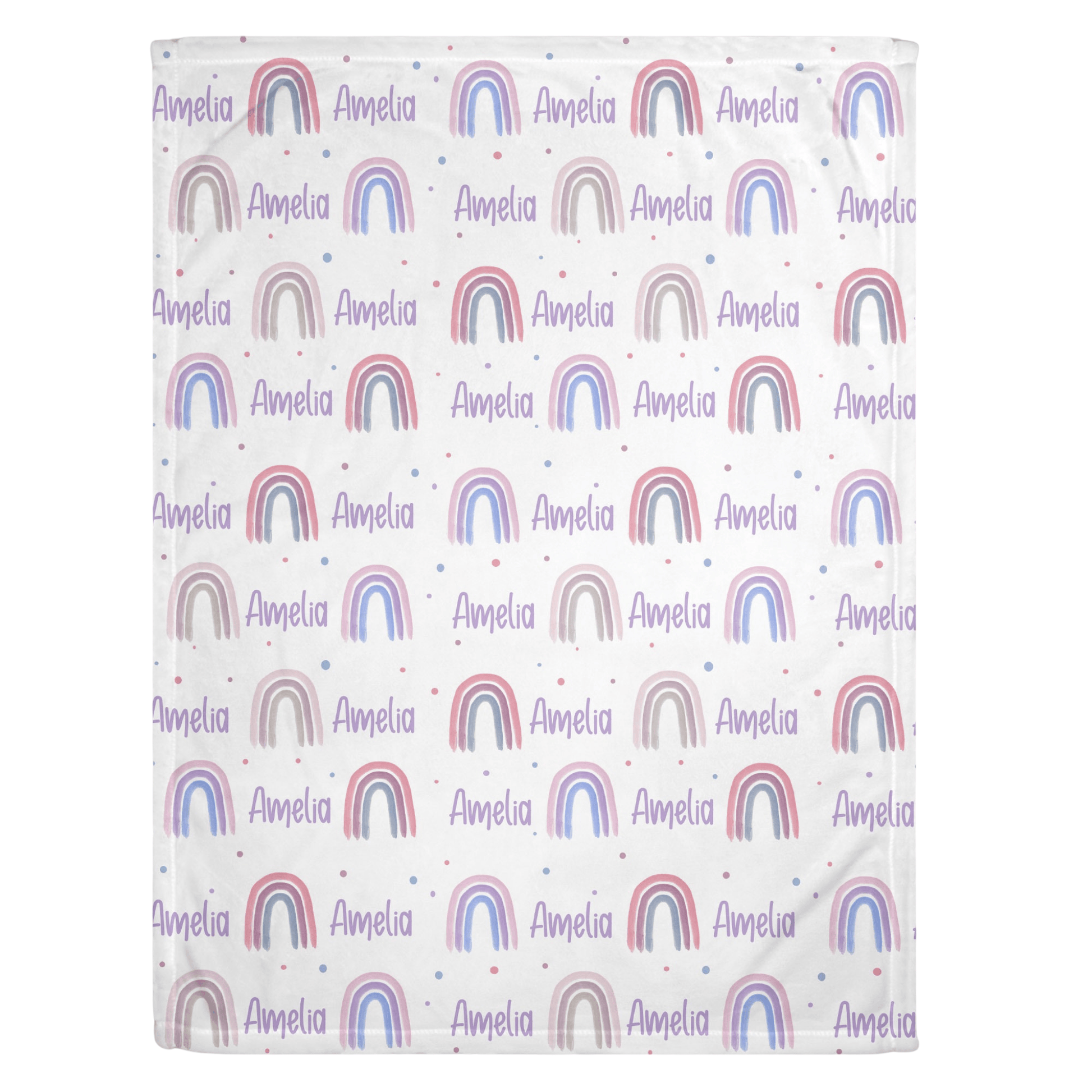 Neutral Rainbow Print (Berry) Personalized Minky Blanket - Bug & Bean Decor