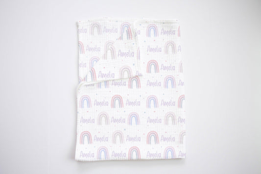 Berry Neutral Rainbow Personalized Swaddle - Bug & Bean Decor