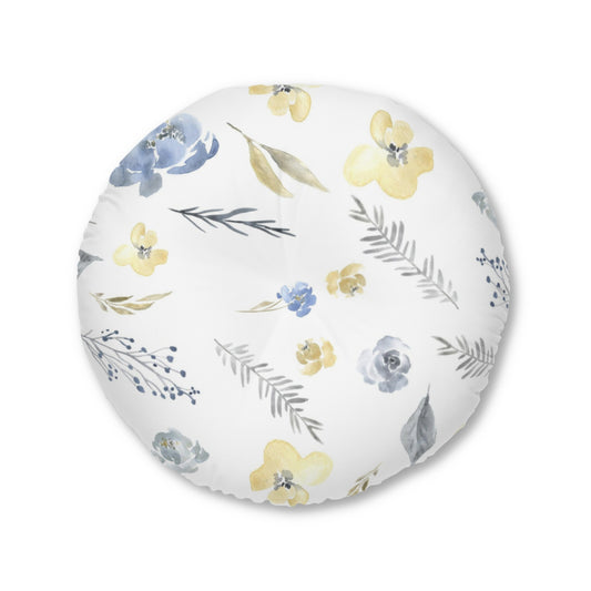 Blue Yellow Floral Floor Pillow