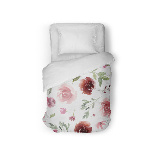 Burgundy Blush Floral Comforter