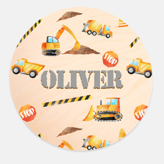 Custom Construction Printed Wooden Round