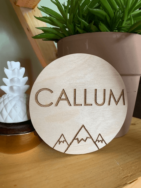 Personalized Baby Name Wood Announcement | Mountains - Bug & Bean Decor