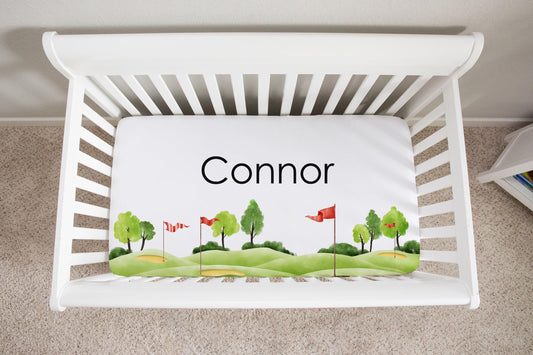 Golf Print Personalized Crib Sheet - Bug & Bean Decor