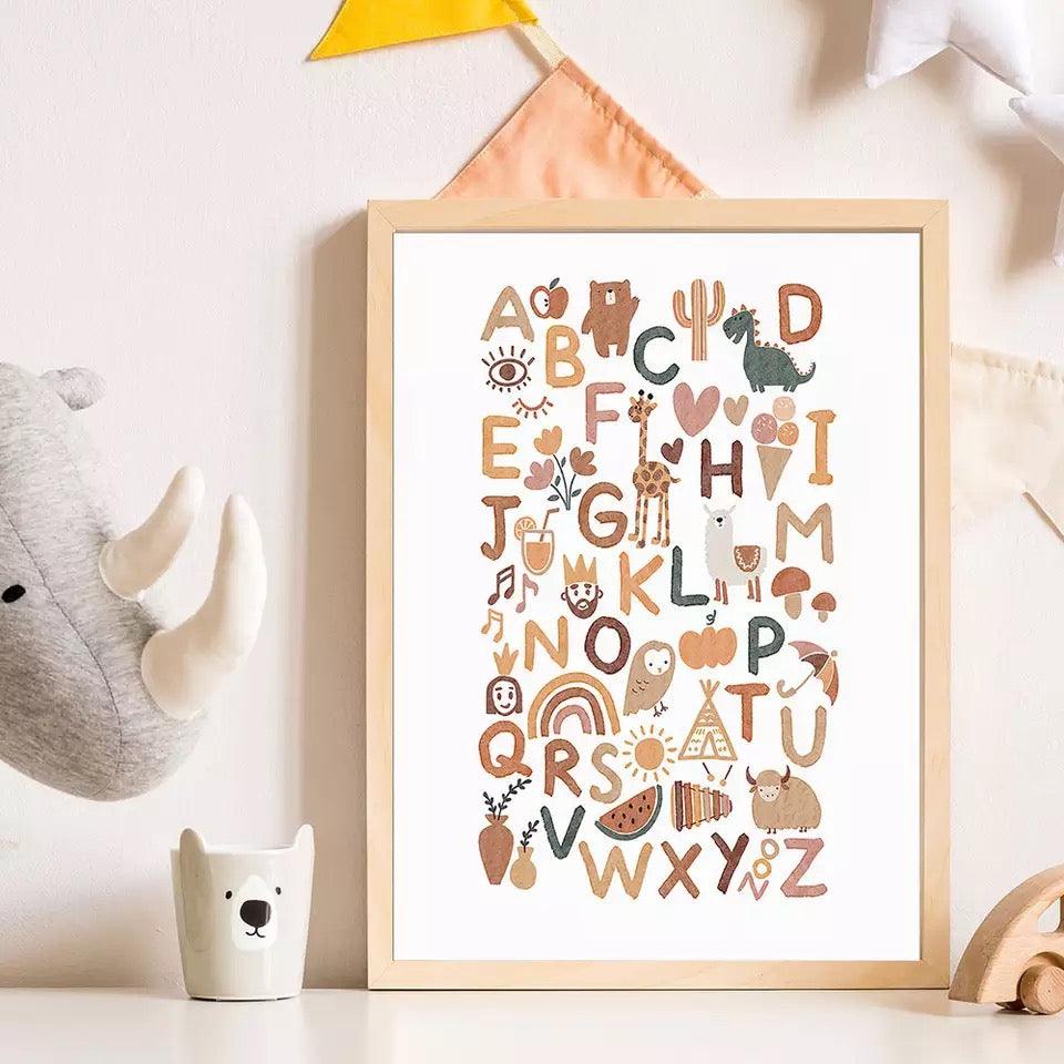 ABC Alphabet Boho Animals Poster - Bug & Bean Decor