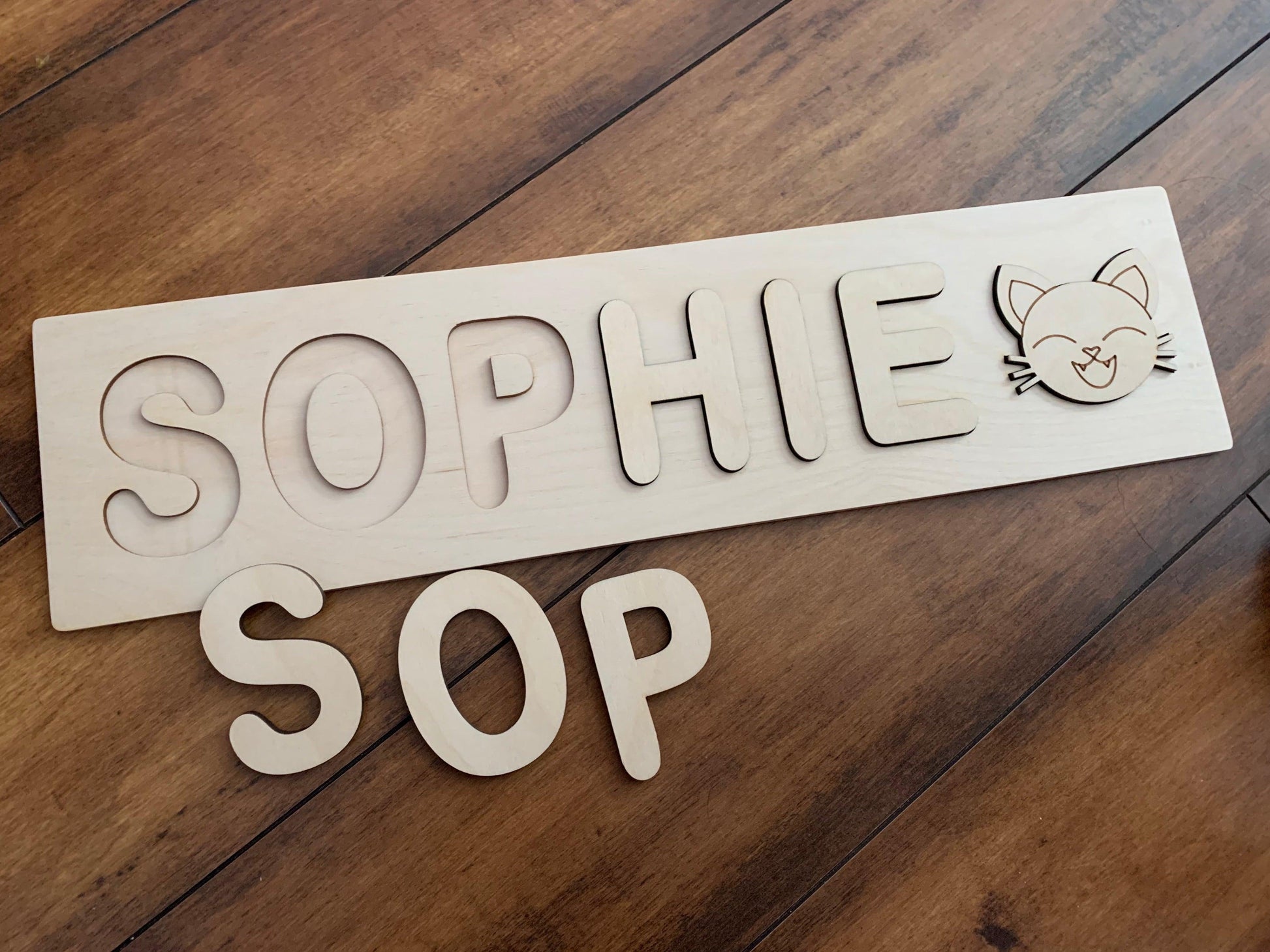 Wooden Name Plaque with Removable Pieces - Bug & Bean Decor