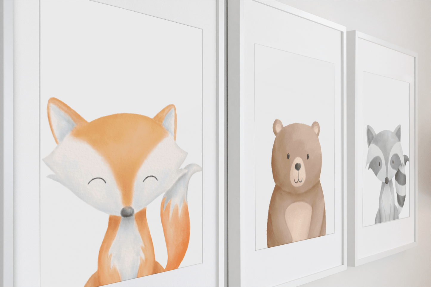 Woodland Nursery Wall Print Trio Raccoon (3) *PROMO* - Bug & Bean Decor