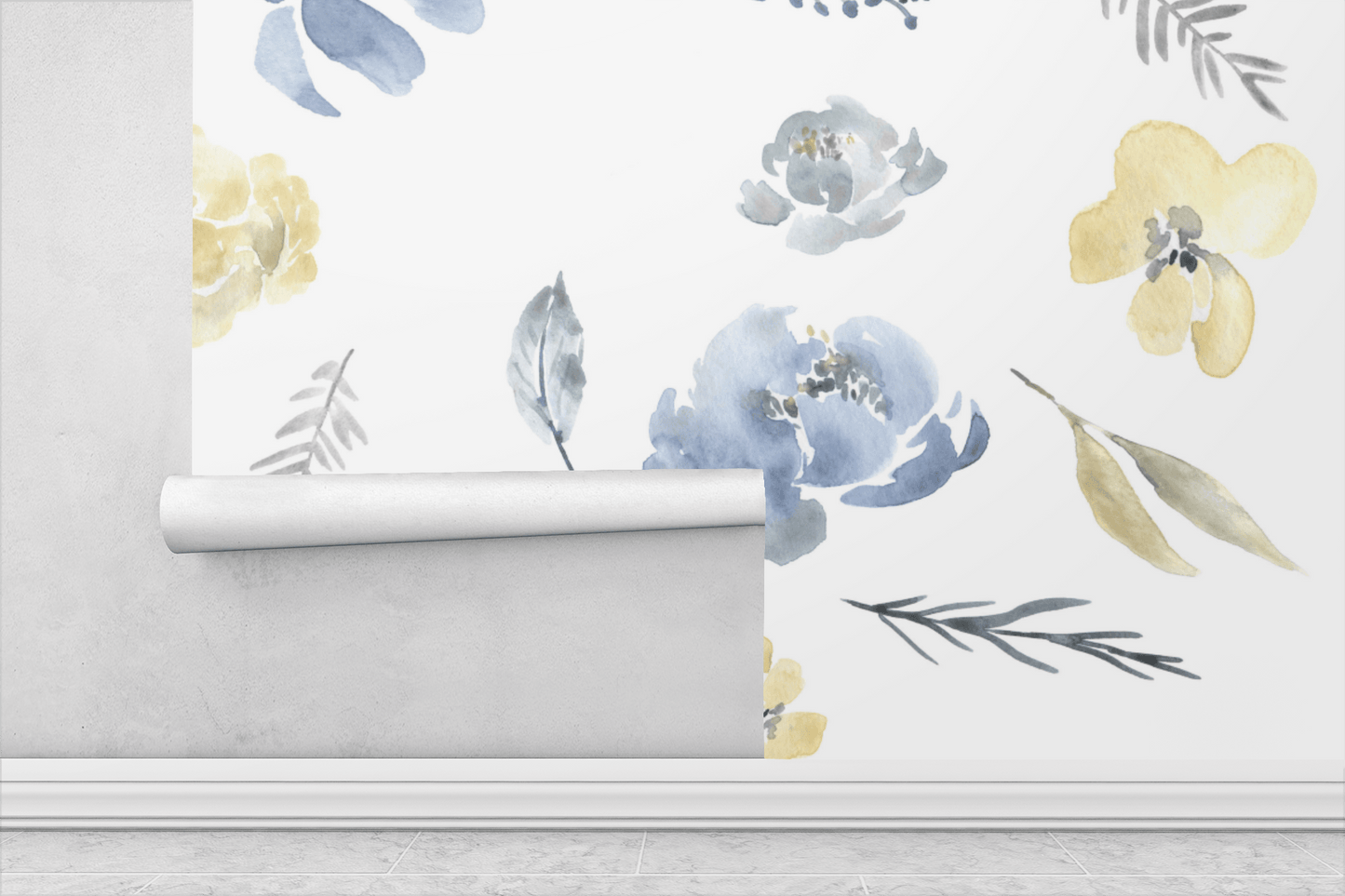 Blue Floral Wallpaper - Bug & Bean Decor