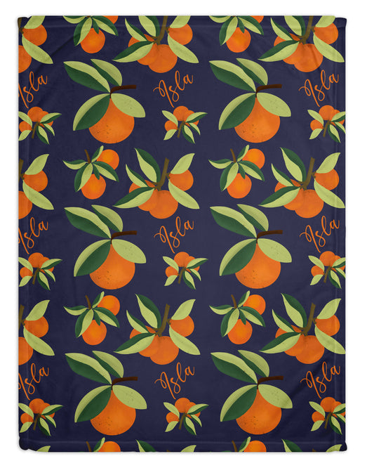 Orange Print Personalized Minky Blanket (Plush Minky)