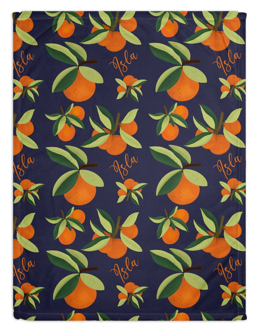 Orange Print Personalized Minky Blanket (Sherpa)