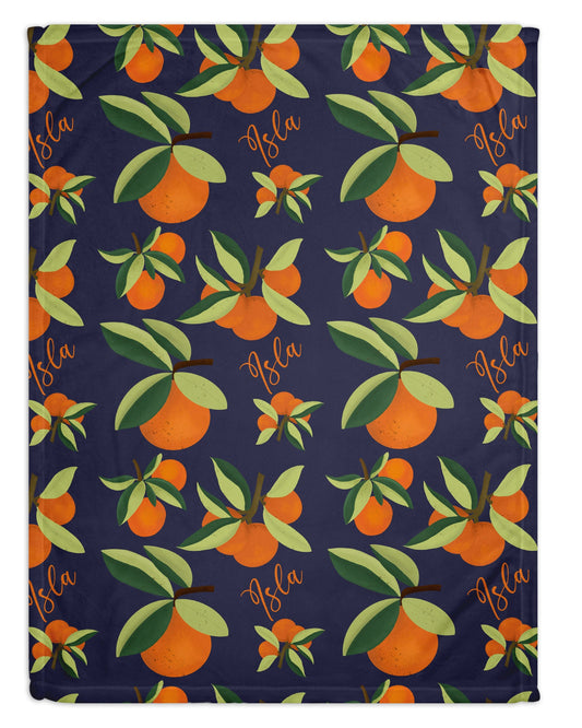 Orange Print Personalized Minky Blanket (Smooth Minky)