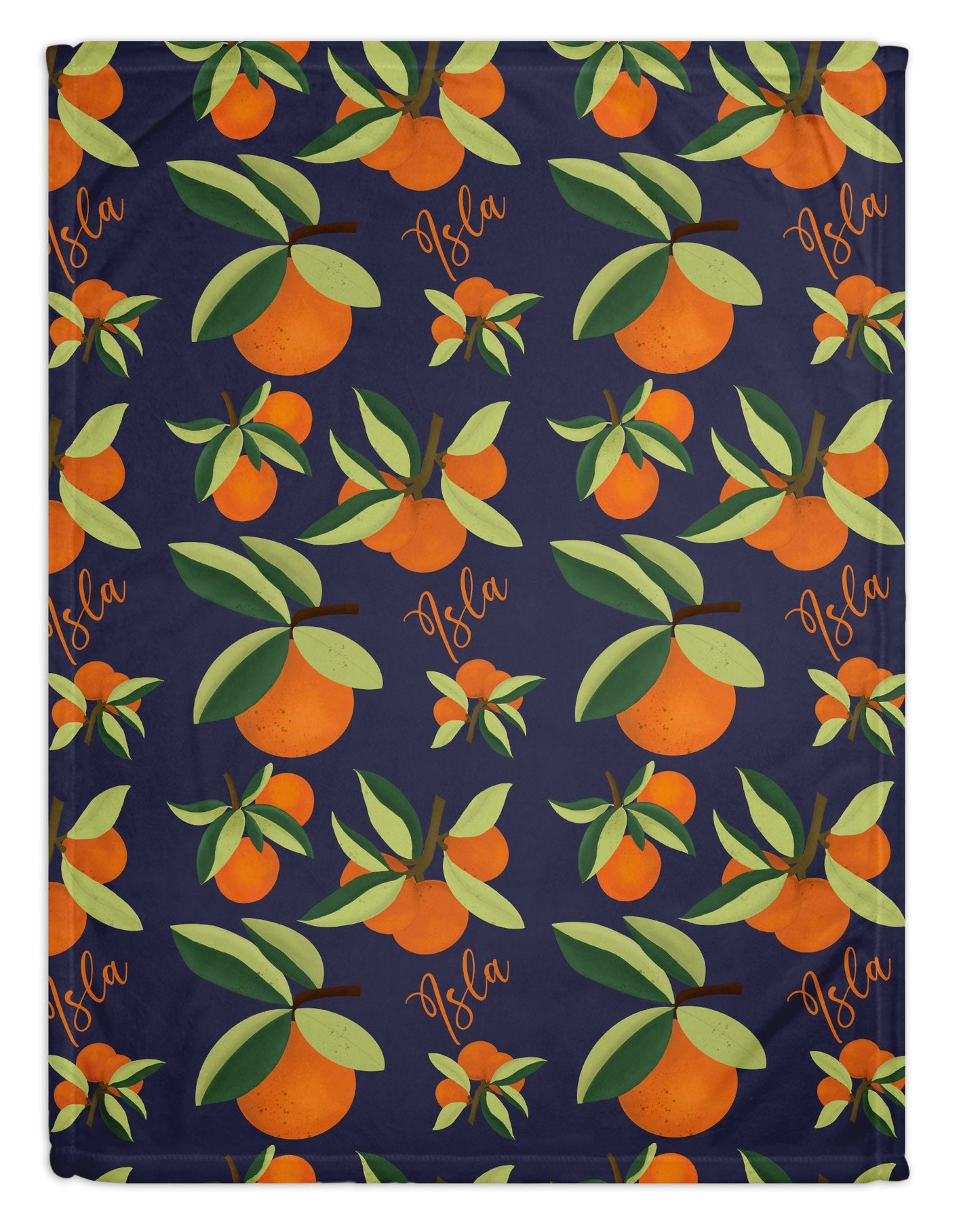 Orange Print Personalized Minky Blanket (Luxe Minky)