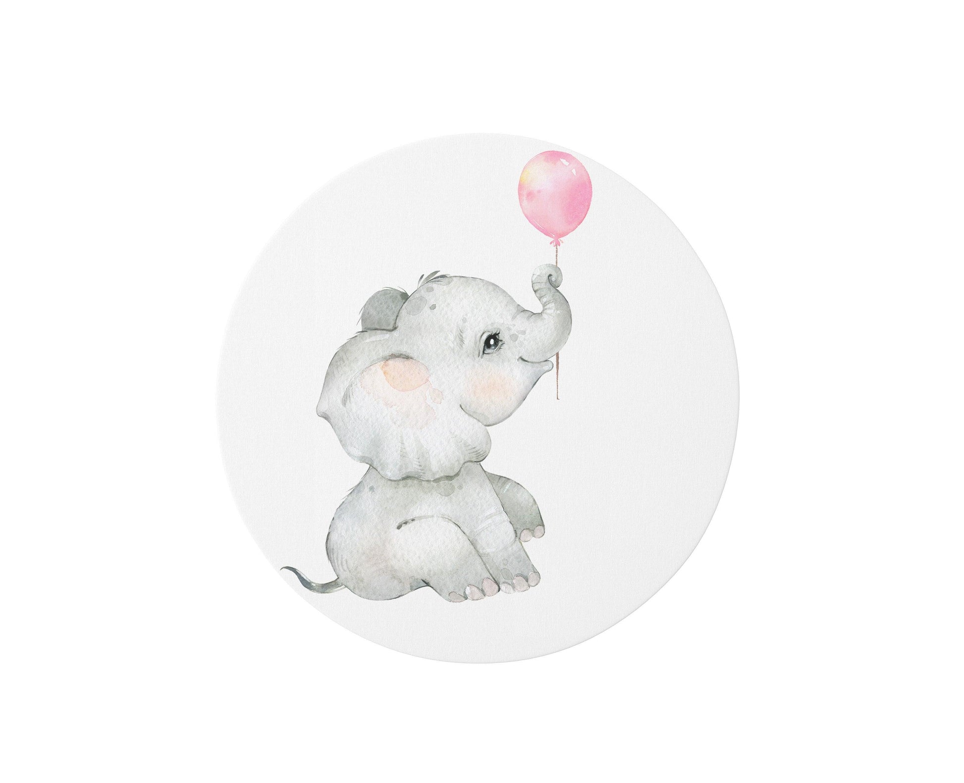 Elephant with Pink Balloon Circular Playmat/ Rug - Bug & Bean Decor