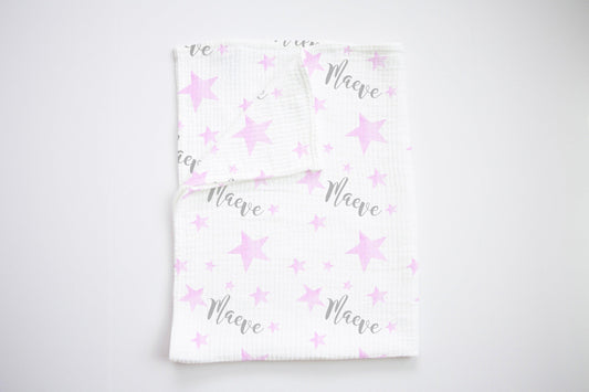 Pink Star Personalized Swaddle - Bug & Bean Decor