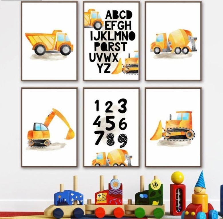 Construction Vehicles Alphabet Poster - Bug & Bean Decor