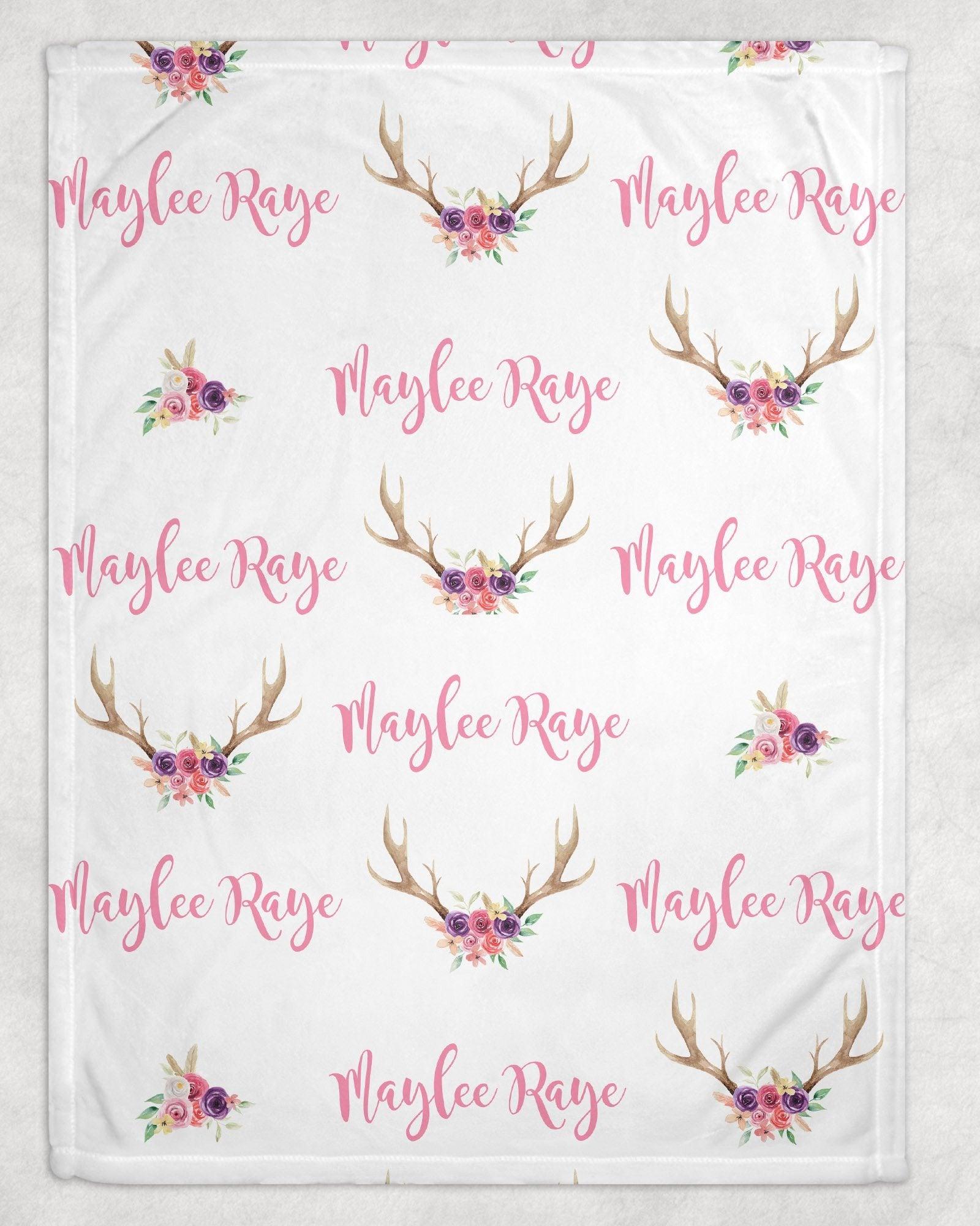 Valley Antlers Personalized Minky Blanket - Bug & Bean Decor